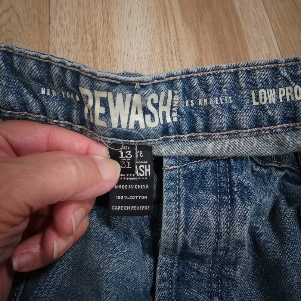 Rewash Low Pro Wide Leg Utility Jeans Blue Medium Wash Cotton Size 13/31 - Picture 3 of 9